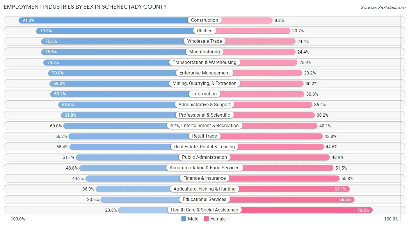 Employment Industries by Sex in Schenectady County