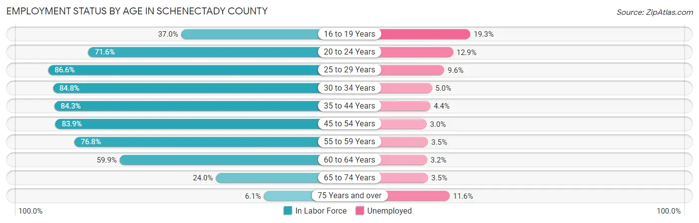 Employment Status by Age in Schenectady County