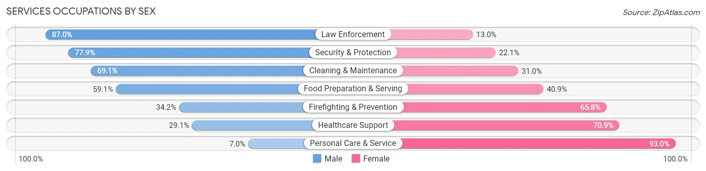 Services Occupations by Sex in Schuyler County