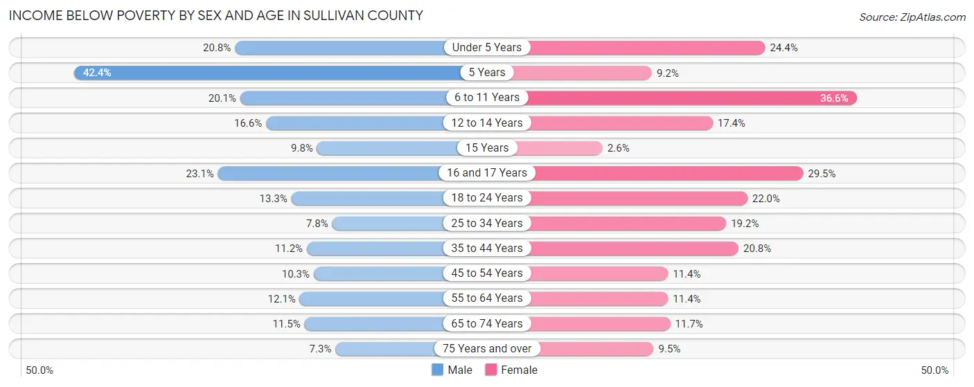 Income Below Poverty by Sex and Age in Sullivan County