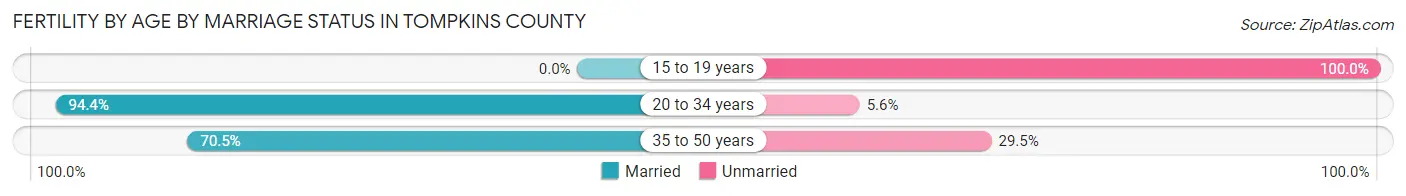 Female Fertility by Age by Marriage Status in Tompkins County