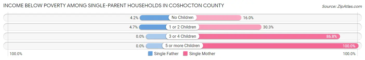 Income Below Poverty Among Single-Parent Households in Coshocton County