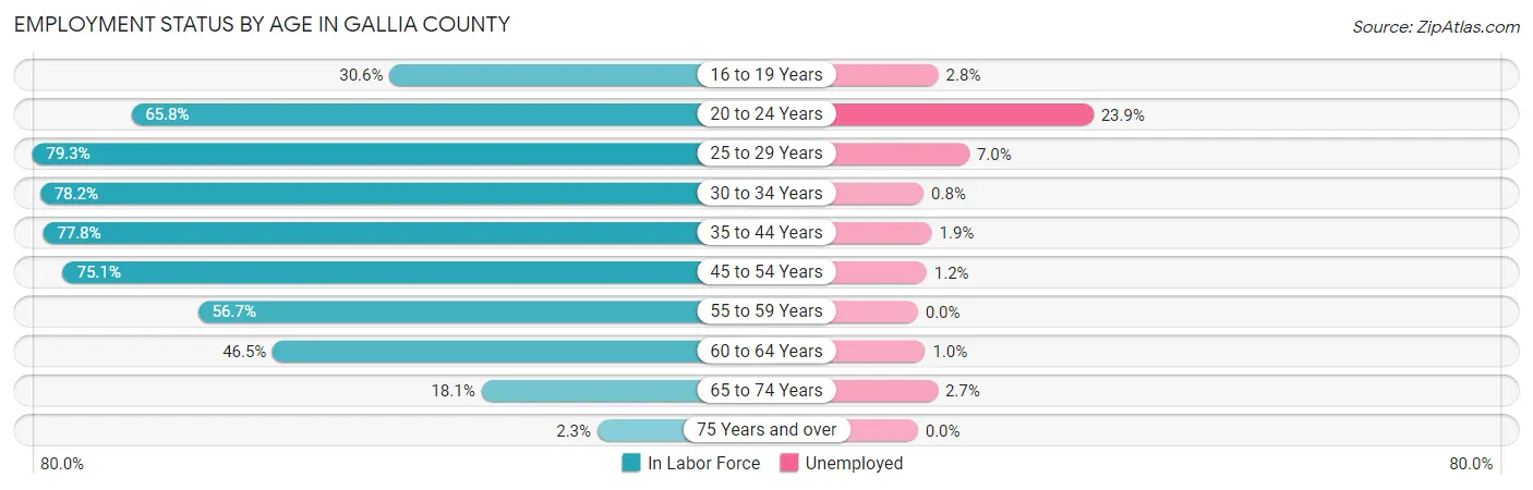 Employment Status by Age in Gallia County