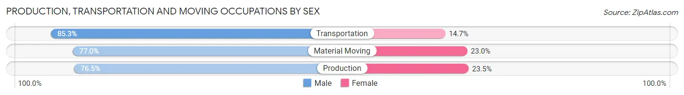 Production, Transportation and Moving Occupations by Sex in Henry County