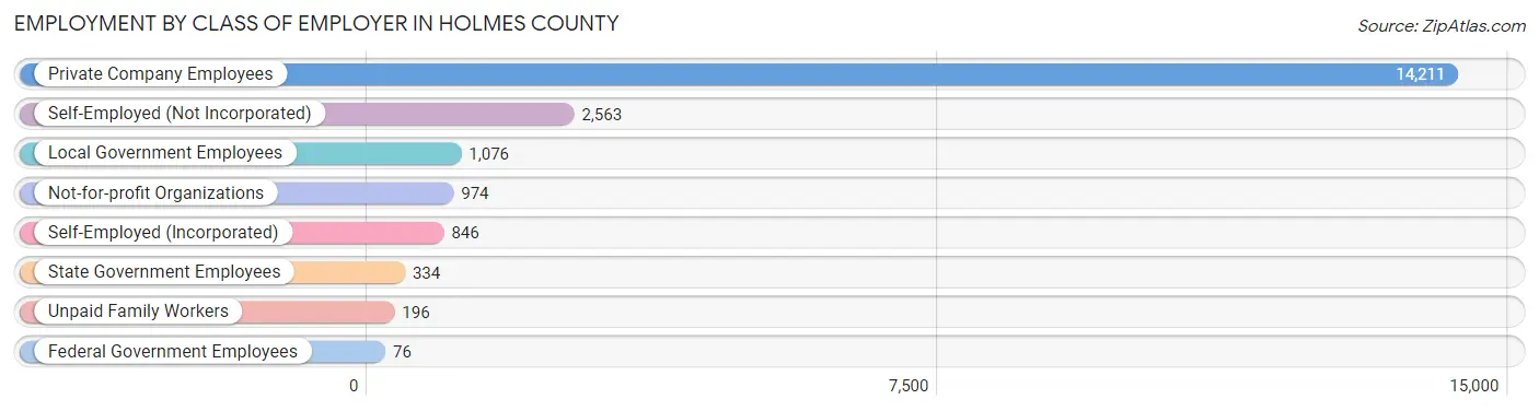 Employment by Class of Employer in Holmes County
