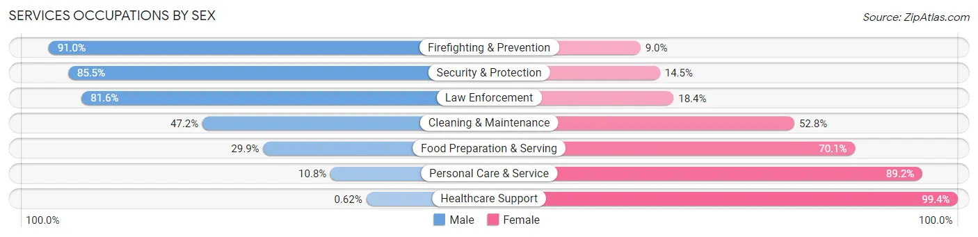 Services Occupations by Sex in Huron County
