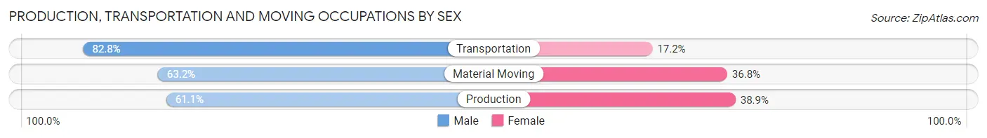 Production, Transportation and Moving Occupations by Sex in Jackson County
