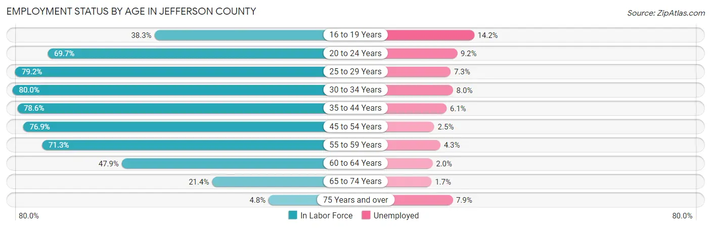 Employment Status by Age in Jefferson County