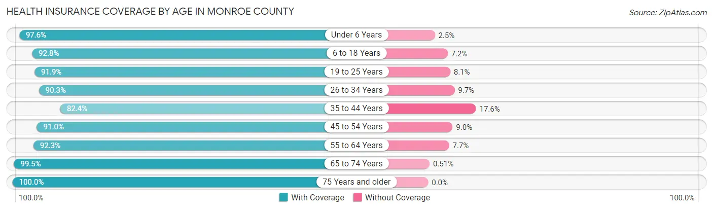 Health Insurance Coverage by Age in Monroe County