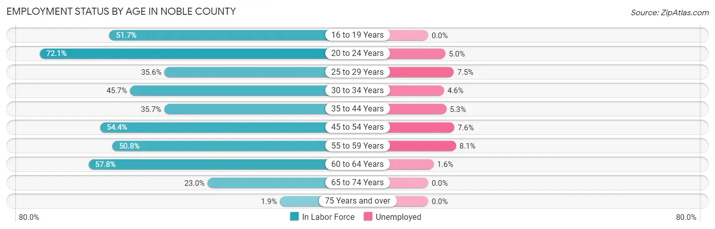 Employment Status by Age in Noble County