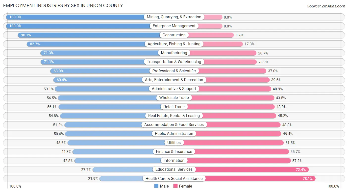 Employment Industries by Sex in Union County
