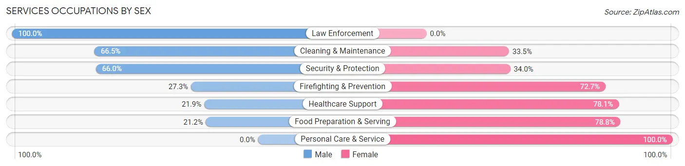 Services Occupations by Sex in Vinton County