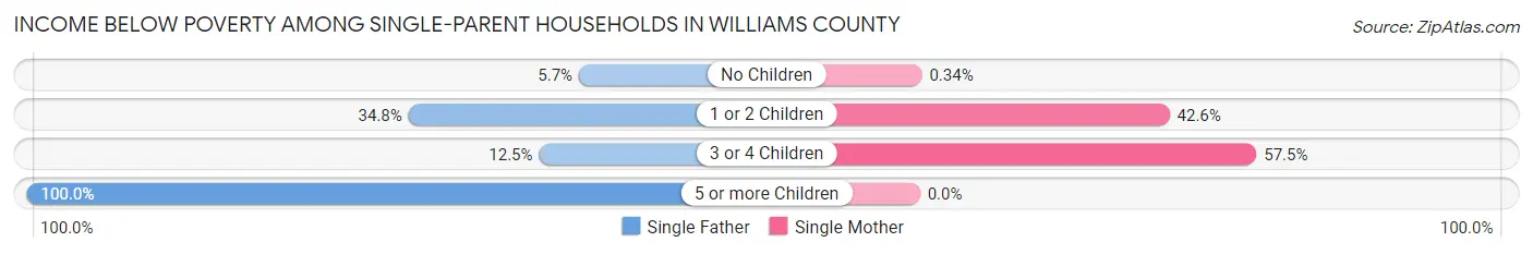 Income Below Poverty Among Single-Parent Households in Williams County