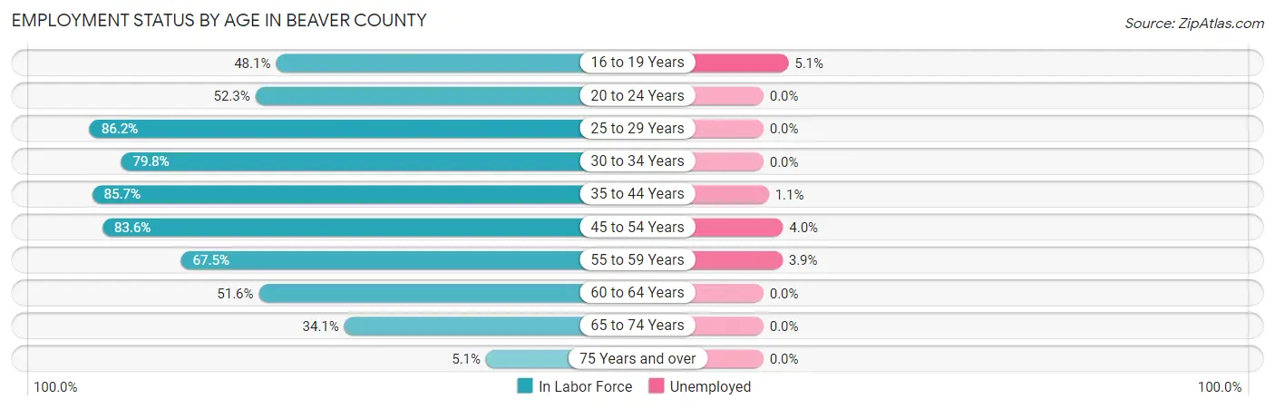 Employment Status by Age in Beaver County
