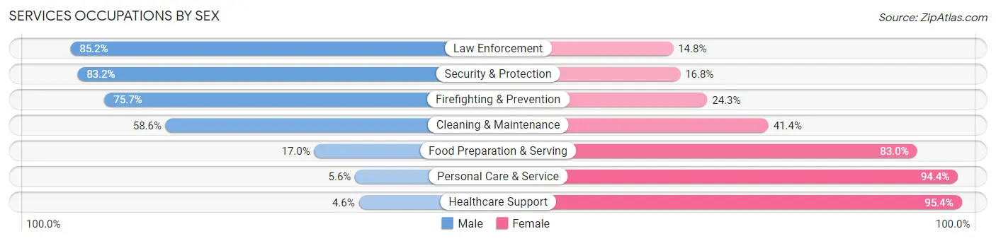 Services Occupations by Sex in Beckham County