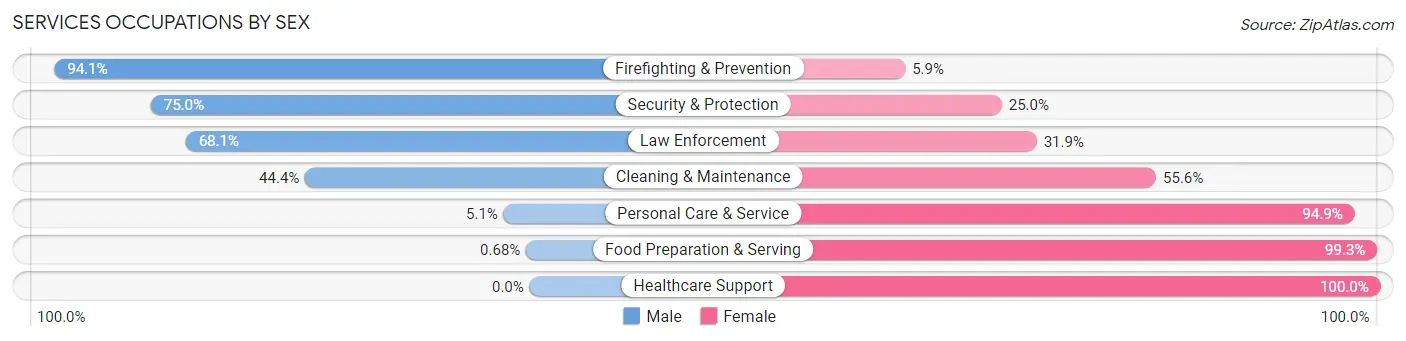 Services Occupations by Sex in Blaine County