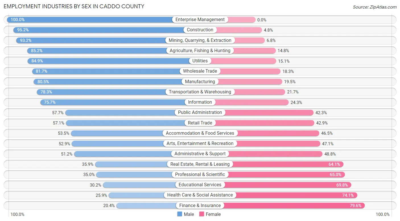 Employment Industries by Sex in Caddo County