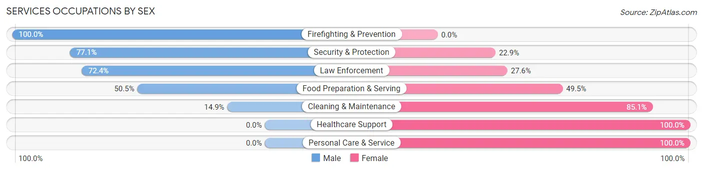 Services Occupations by Sex in Dewey County