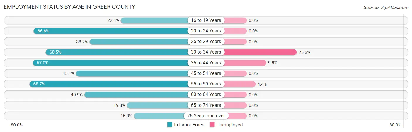 Employment Status by Age in Greer County
