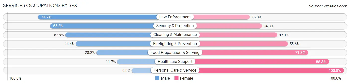 Services Occupations by Sex in Greer County