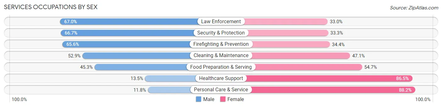 Services Occupations by Sex in Hughes County