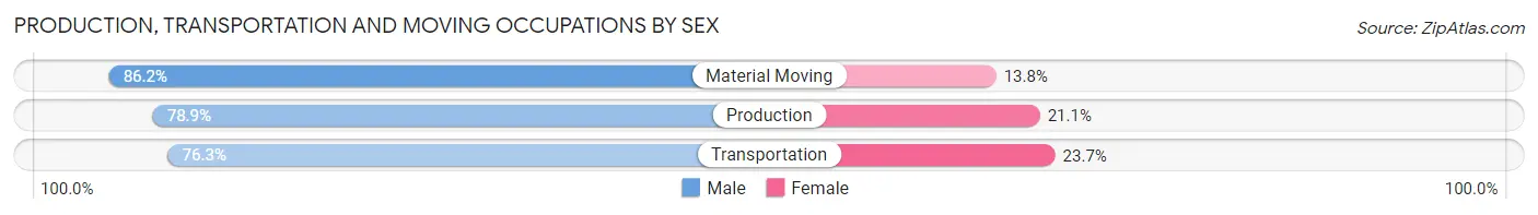 Production, Transportation and Moving Occupations by Sex in Major County