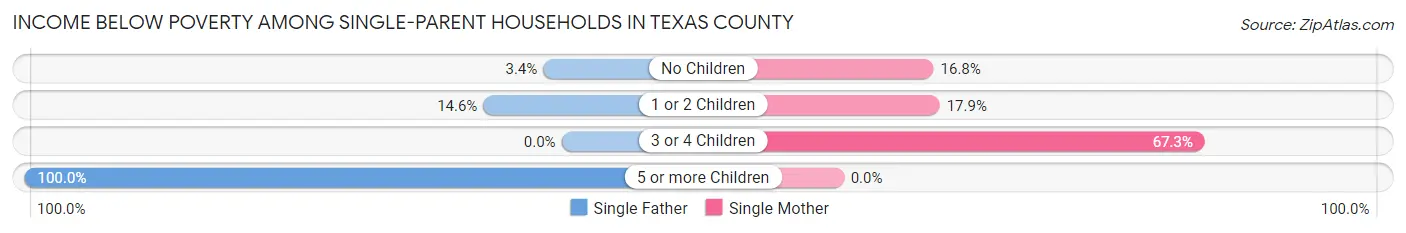 Income Below Poverty Among Single-Parent Households in Texas County