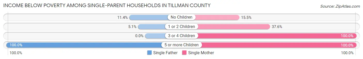 Income Below Poverty Among Single-Parent Households in Tillman County