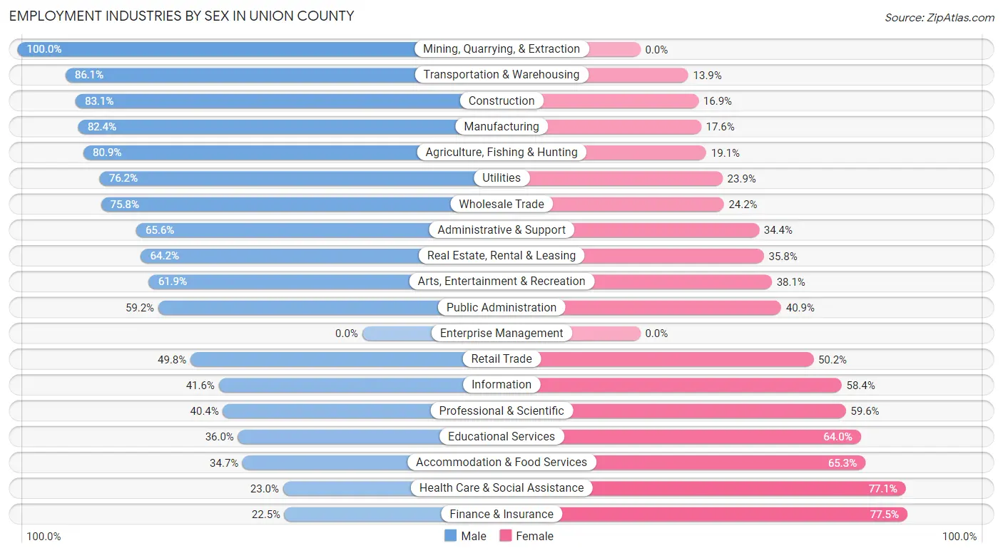 Employment Industries by Sex in Union County