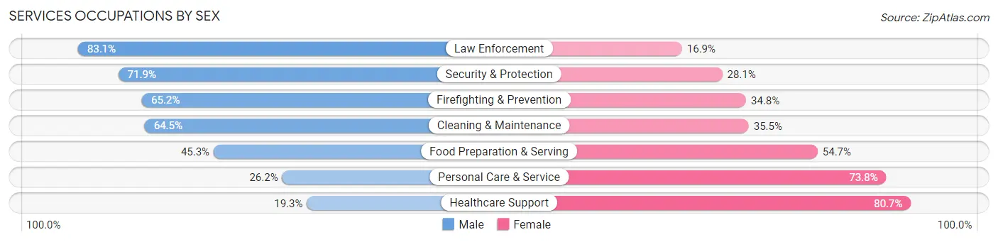 Services Occupations by Sex in Allegheny County