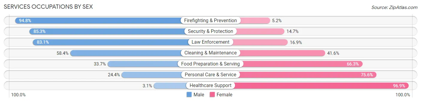 Services Occupations by Sex in Bedford County