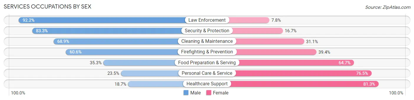 Services Occupations by Sex in Cambria County