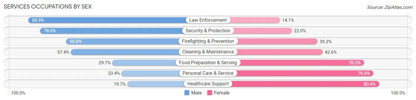 Services Occupations by Sex in Clarion County
