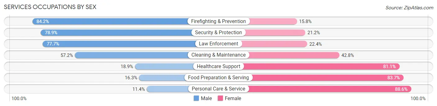 Services Occupations by Sex in Elk County