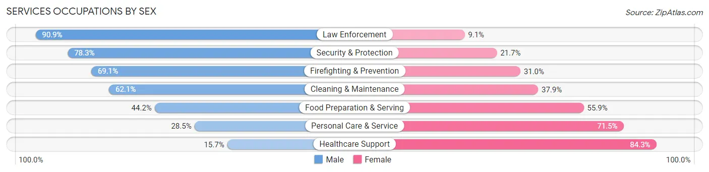 Services Occupations by Sex in Lehigh County