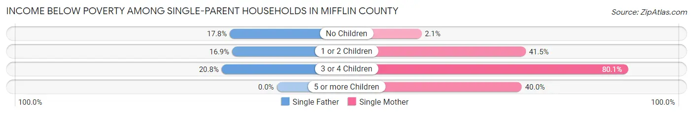 Income Below Poverty Among Single-Parent Households in Mifflin County