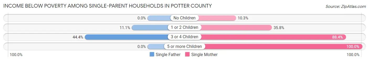 Income Below Poverty Among Single-Parent Households in Potter County