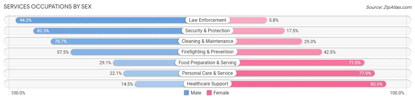 Services Occupations by Sex in Susquehanna County