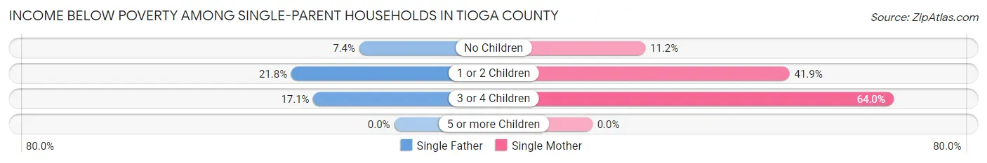 Income Below Poverty Among Single-Parent Households in Tioga County
