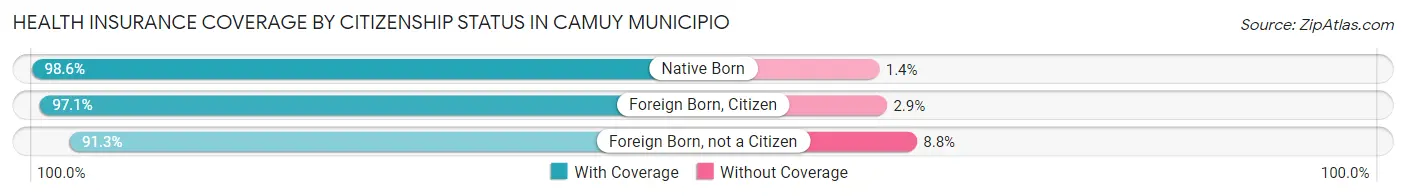 Health Insurance Coverage by Citizenship Status in Camuy Municipio