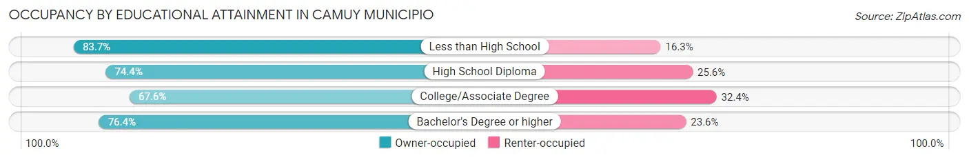 Occupancy by Educational Attainment in Camuy Municipio