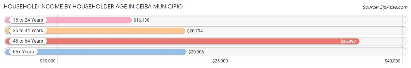 Household Income by Householder Age in Ceiba Municipio