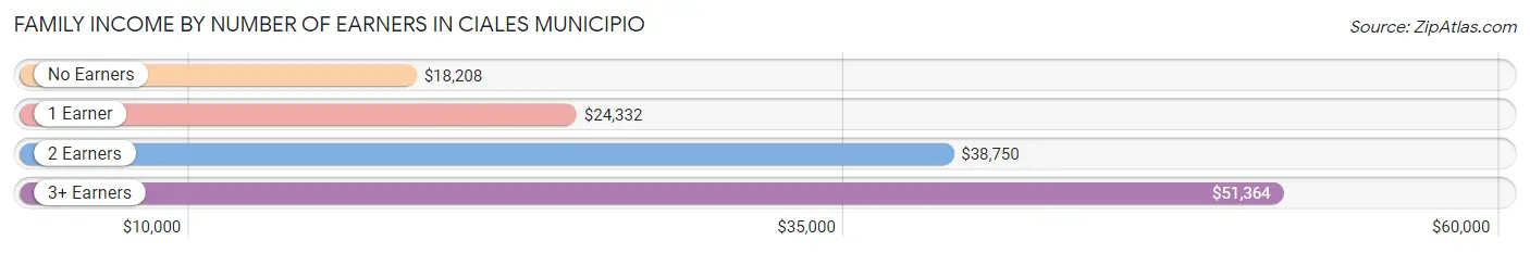 Family Income by Number of Earners in Ciales Municipio