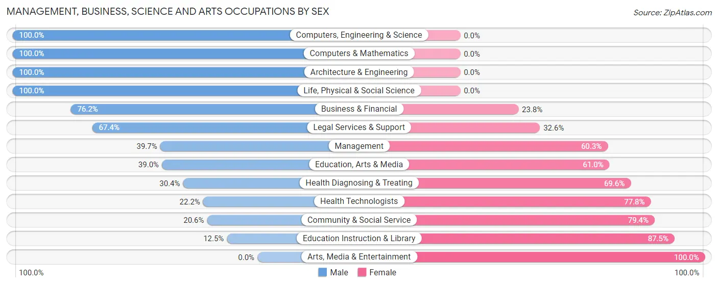 Management, Business, Science and Arts Occupations by Sex in Hormigueros Municipio