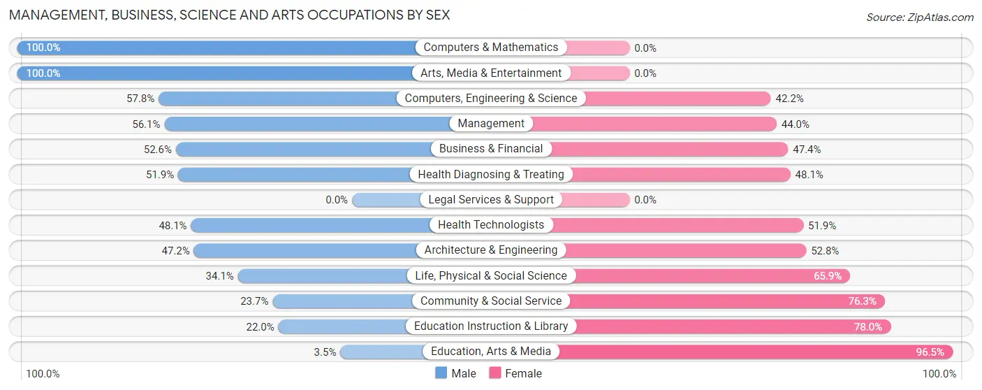 Management, Business, Science and Arts Occupations by Sex in Lares Municipio