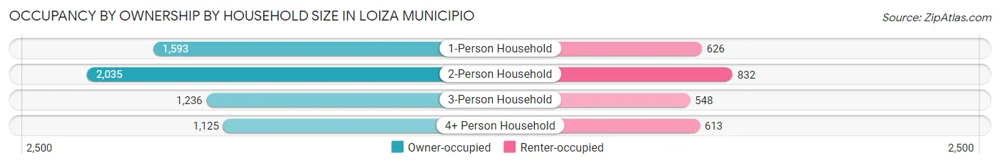 Occupancy by Ownership by Household Size in Loiza Municipio