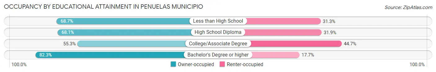 Occupancy by Educational Attainment in Penuelas Municipio