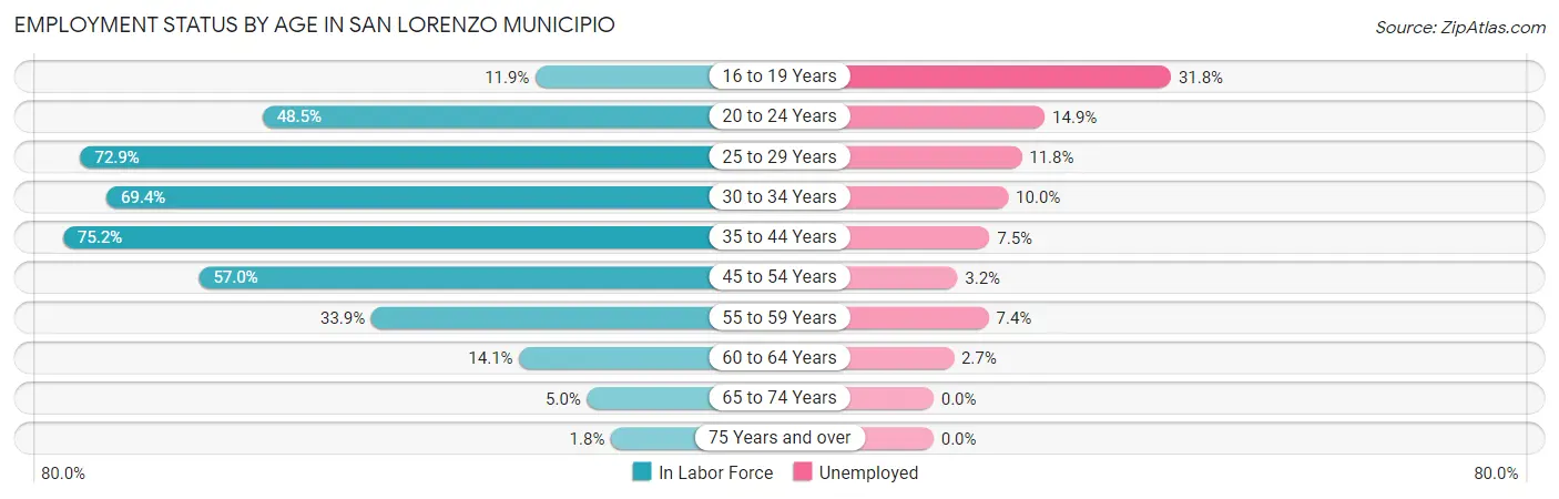 Employment Status by Age in San Lorenzo Municipio