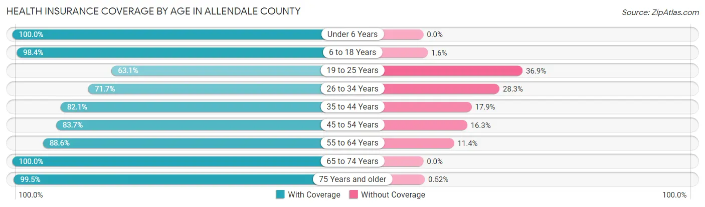 Health Insurance Coverage by Age in Allendale County