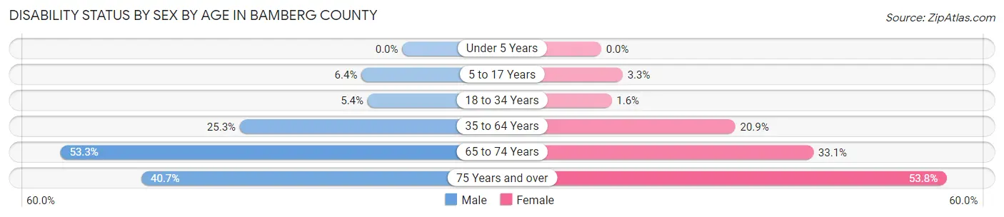 Disability Status by Sex by Age in Bamberg County